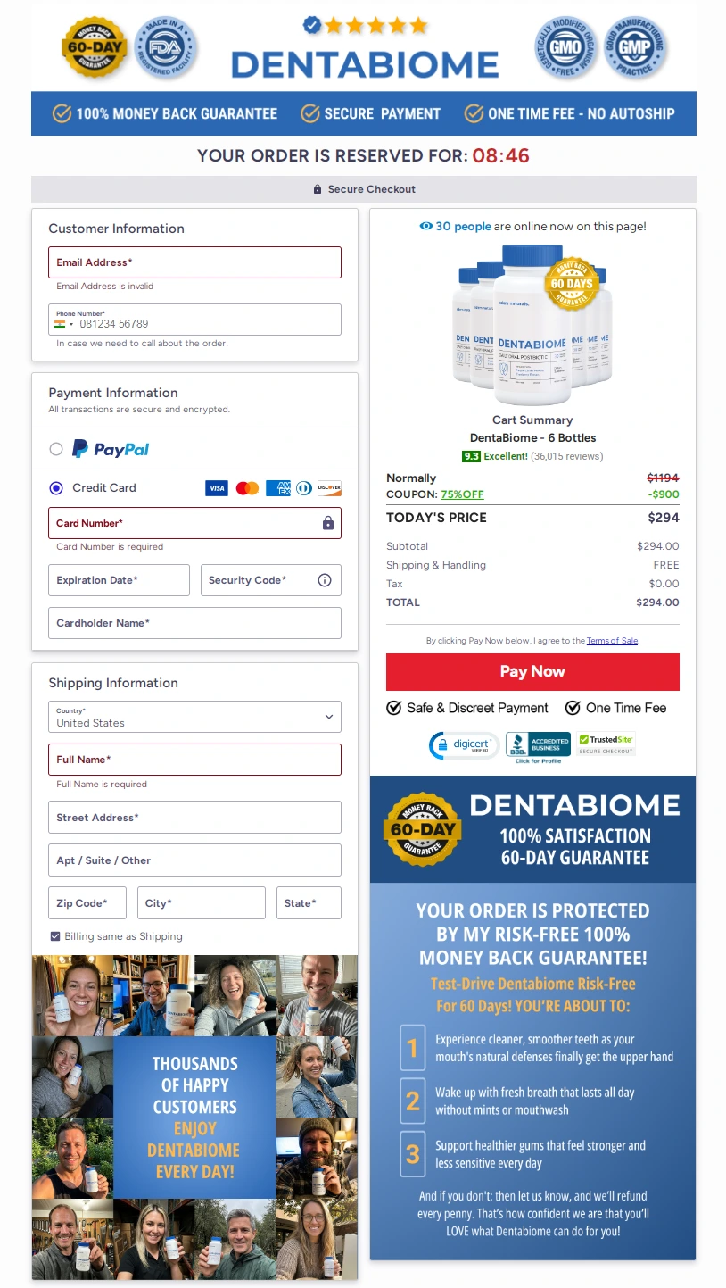 dentabiome Checkout  Page
